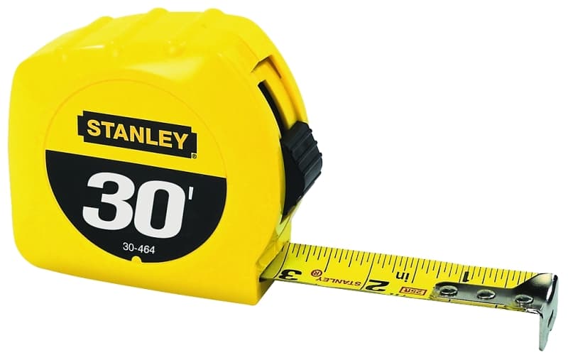 STANLEY 30-464 Measuring Tape, 30 ft L Blade, 1 in W Blade, Steel Blade, ABS Case, Yellow Case – image 1