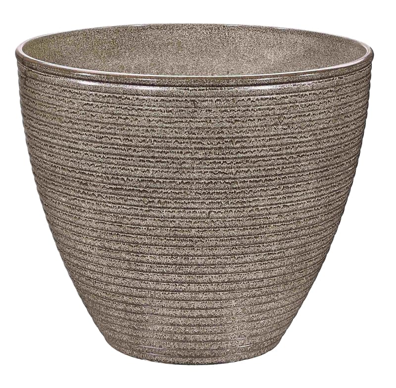 Landscapers Select PT-S005 Wave Planter, 13 in Dia, 11 in H, Round, Resin, Beige, Beige Wave – image 1