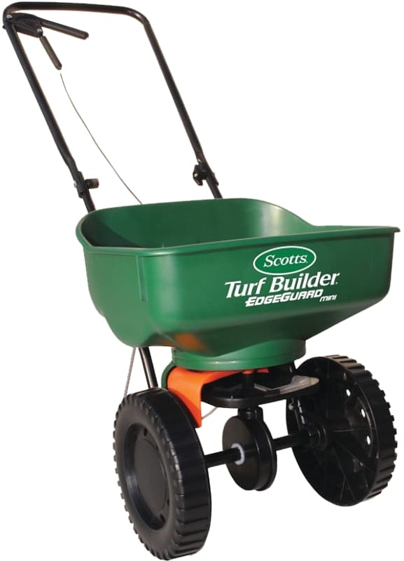 Scotts 75121 Mini Broadcast Spreader, 5000 sq-ft Coverage Area, Plastic Hopper – image 1