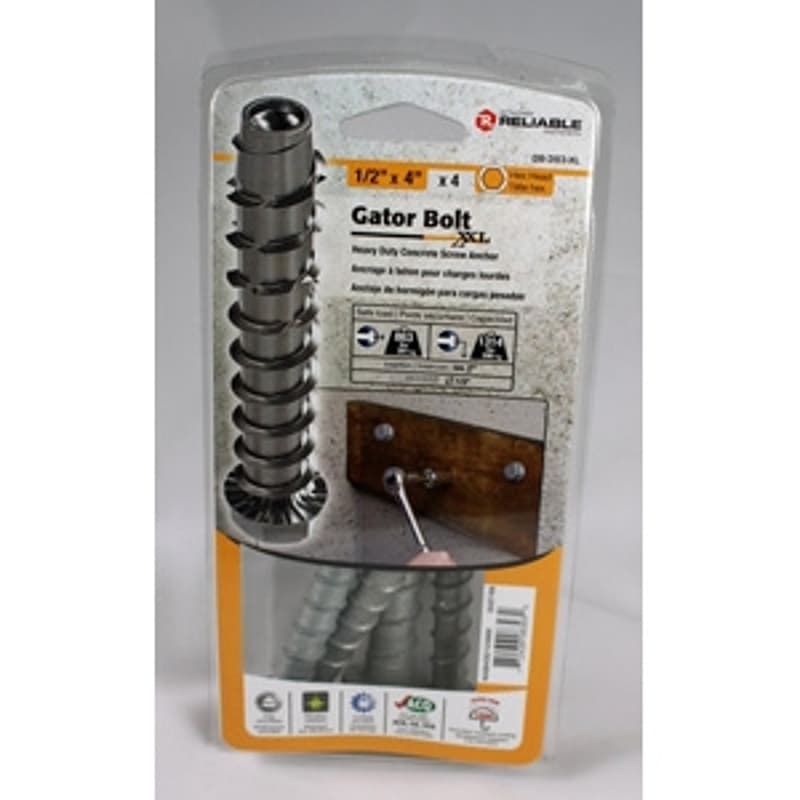 Reliable Gator Bolt XXL WABHDG383MX Wedge Concrete Anchor, 3 in L, Galvanized Steel, 4/PK – image 1