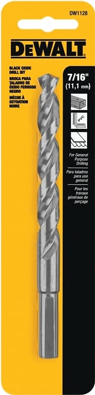 DEWALT DW1128 Jobber Drill Bit, 7/16 in Dia, 5.59 in OAL, Parabolic Flute, 7/16 in Dia Shank, Round Shank – image 1
