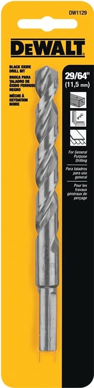DEWALT DW1129 Jobber Drill Bit, 29/64 in Dia, 5-3/4 in OAL, Parabolic Flute, 29/64 in Dia Shank, Round Shank – image 1
