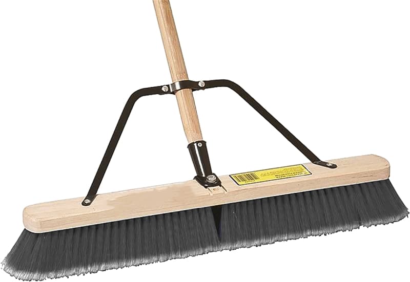 Simple Spaces 93140 Push Broom, 24 in Sweep Face, 3 in L Trim, Polypropylene Bristle, 60 in L, Bolt with Brace – image 1