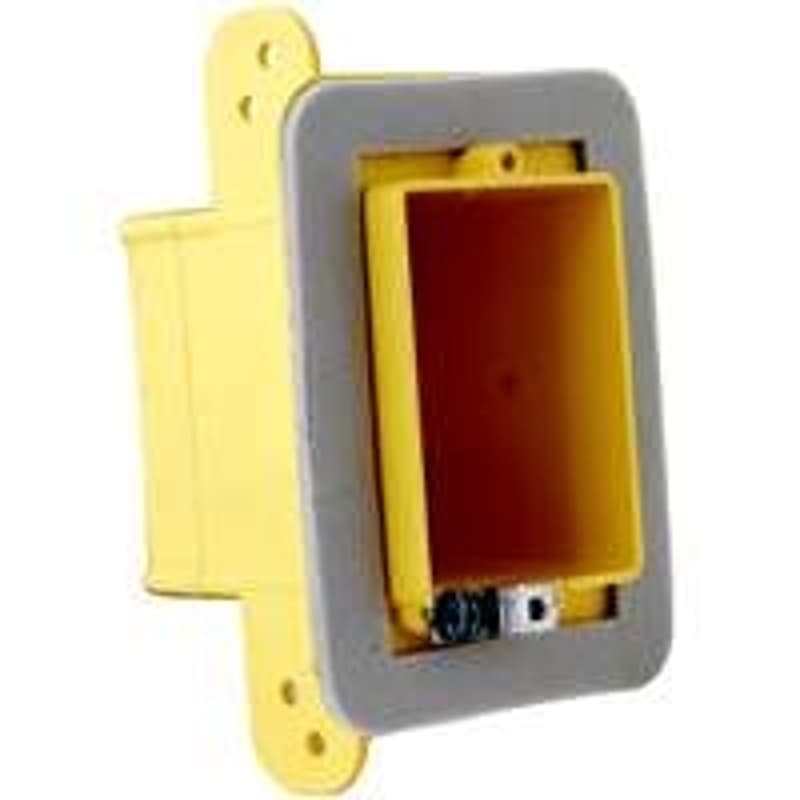 Raco 2011FBAR Vapor Barrier Box, 1-Gang, Polycarbonate, Yellow, Bracket – image 1