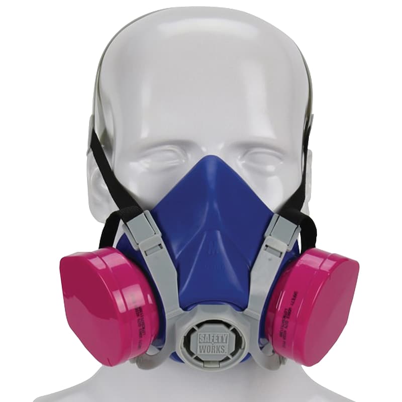 Safety Works SWX00319 Toxic Dust Respirator, M Mask, P100 Filter Class, 99.97 % Filter Efficiency, Blue – image 1