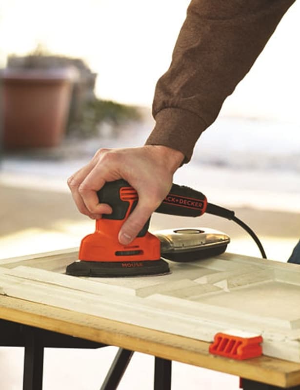 Black+Decker MOUSE BDEMS600 Detail Sander, 1.2 A, Includes: (1) Finger Attachment, (1) Sanding Pad – image 1