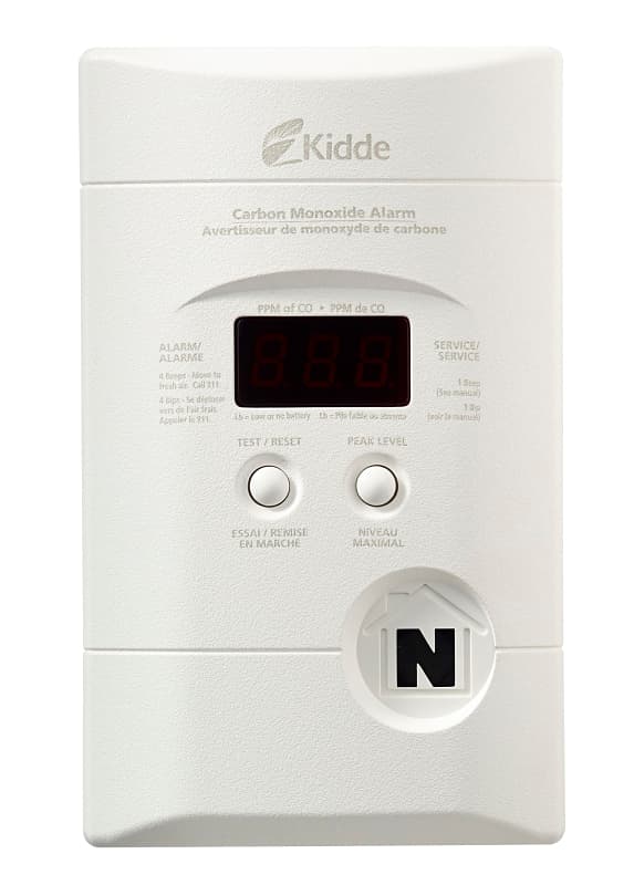 Kidde 900-0076-05 Carbon Monoxide Alarm, 10 ft, +/-30 % Accuracy, 4 to 15 min Response, Digital Display, 85 dB – image 1