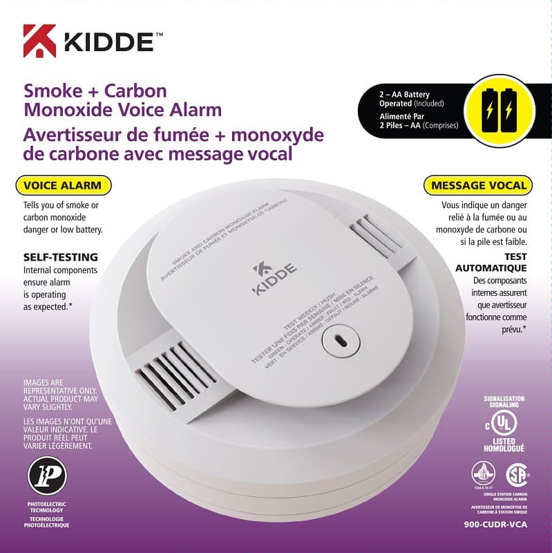 Kidde 21032309 Smoke and Carbon Monoxide Detector, 70 to 400 ppm, 4 to 240 min Response, 85 dB, Alarm: Audible, Visual, Bracket – image 1