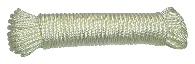 Ben-Mor 60356 Rope, 1/4 in Dia, 100 ft L, Nylon, White – image 1