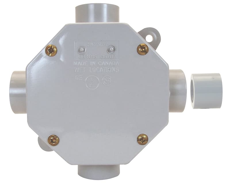 IPEX 20039 Octagonal Box, 5.3 in OAW, 5.3 in OAD, 1.9 in OAH, PVC Housing Material, Gray – image 1
