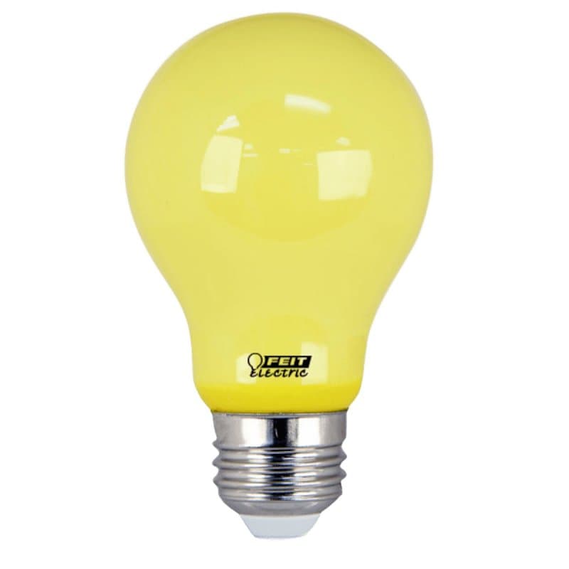 Feit Electric A19/BUG/LED LED Bug Light, General Purpose, A19 Lamp, E26 Lamp Base, Yellow, Yellow Light – image 1