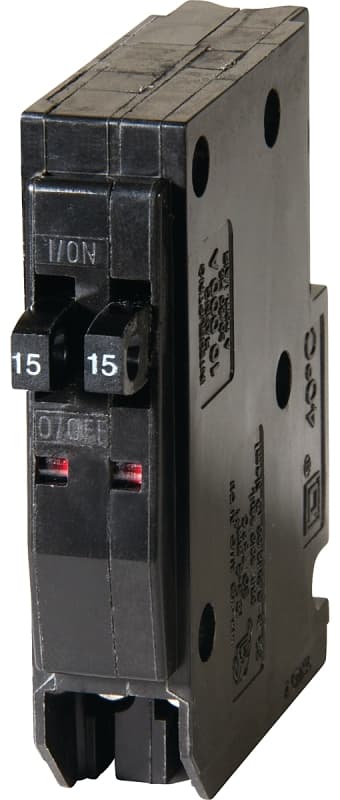 Square D QO QO1515CP Circuit Breaker, Mini, Tandem, 15 A, 1 -Pole, 120/240 V, Fixed Trip, Plug Mounting – image 1