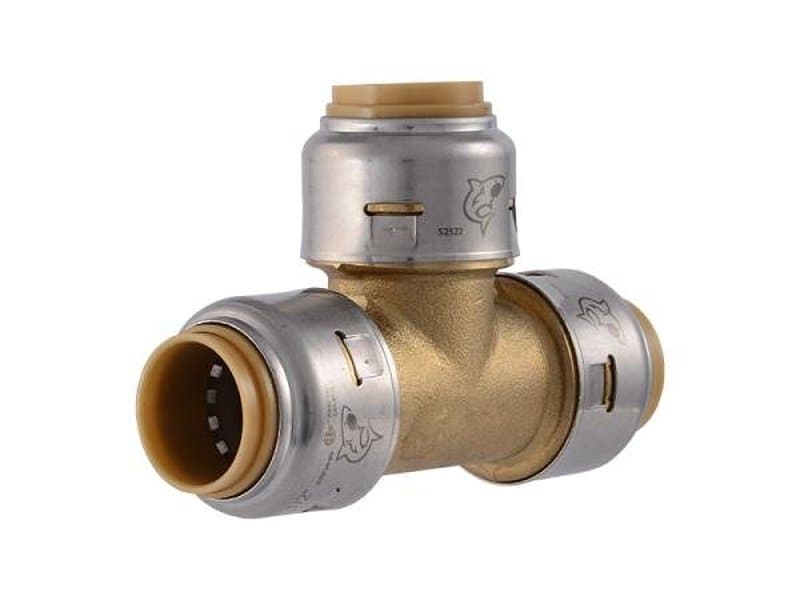 SharkBite Max UR362A Pipe Tee, 1/2 x 1/2 x 1/2 in, PTC x PTC x PTC, Brass, 250 psi Pressure – image 1