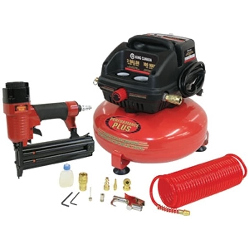 King Canada Performance Plus 8438/8200B Air Compressor Combo Kit, Tool Only, 3 gal Tank, 120 V, 40 to 90 psi Pressure – image 1
