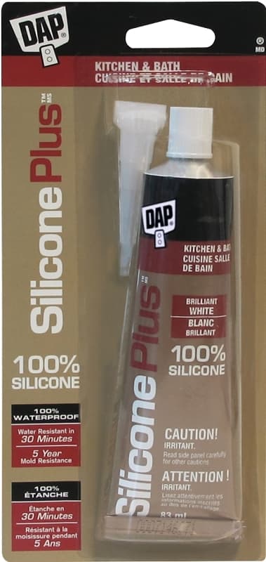 DAP Silicone Plus 73382 Kitchen and Bath Sealant, White, -35 to 140 deg F, 83 mL Tube – image 1