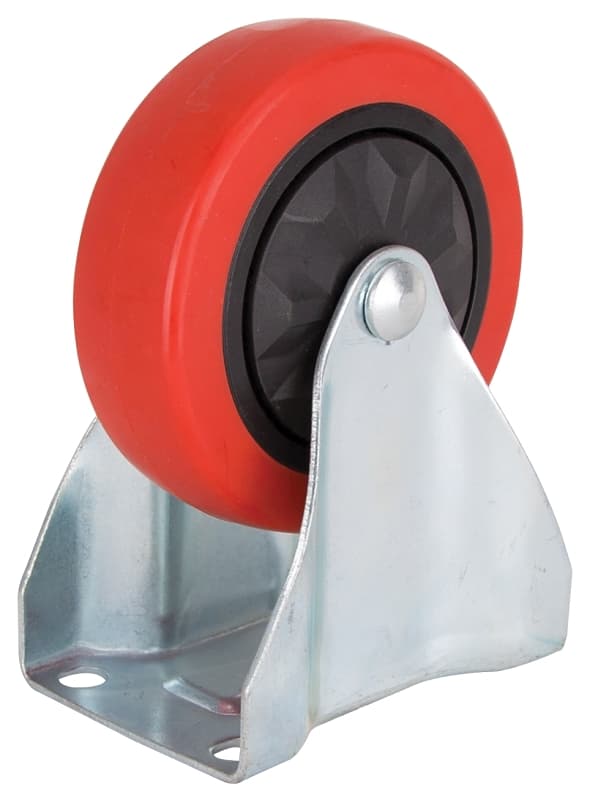 ProSource JC-381-G Rigid Caster, 4 in Dia Wheel, 30 mm W Wheel, PU Wheel, Red, 220 lb, Steel Housing Material – image 1