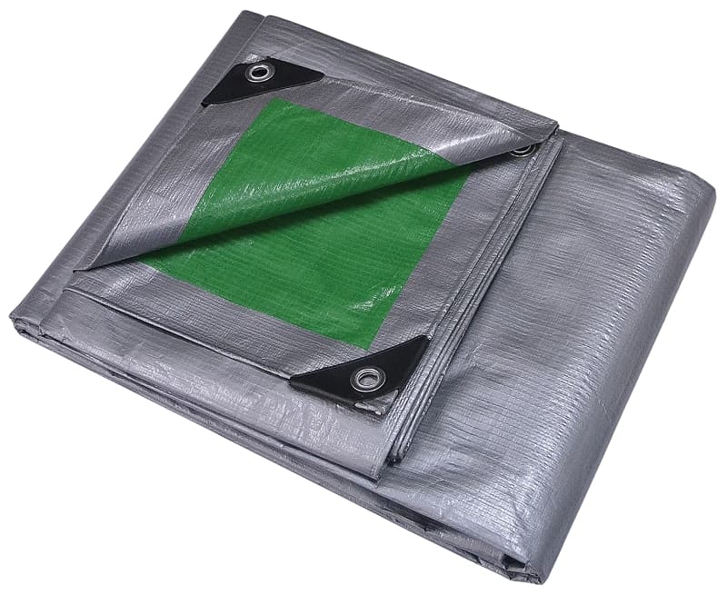 ProSource T1216GS140 Tarpaulin, 16 ft L, 12 ft W, 8 mil Thick, Polyethylene, Green/Silver – image 1