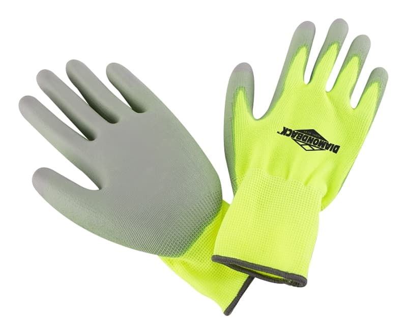 Diamondback PU6101 3-PAIR Touchscreen Hi Visibility Polyurethane Coated Palm Work Gloves, Yellow, Size: L – image 1